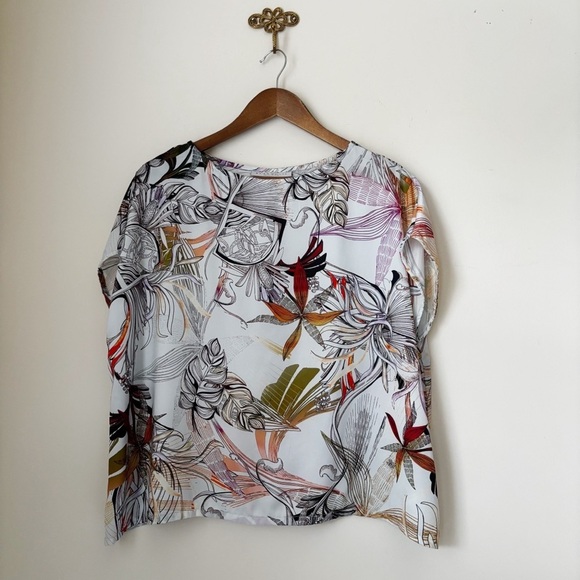 bryn Walker Tops - Bryn Walker Botanical Print Dolman Sleeve Top XS Art To Wear